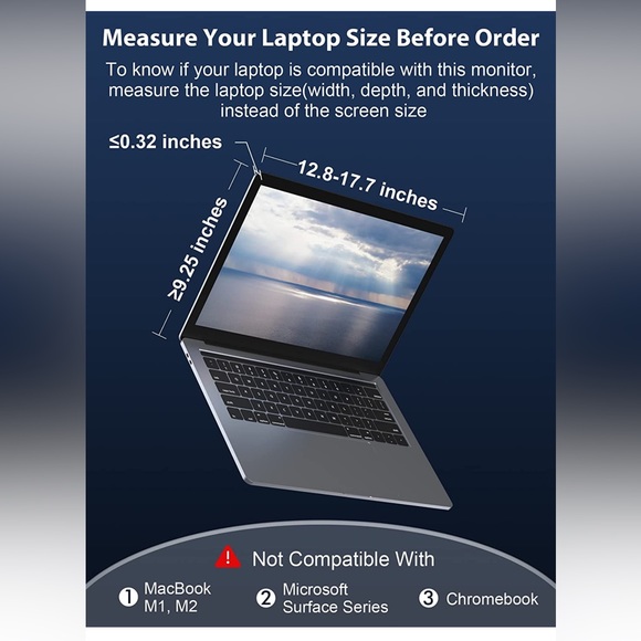 FQQ 15" Triple Portable Monitor, 1080P FHD Laptop Screen Extender - Picture 3 of 6